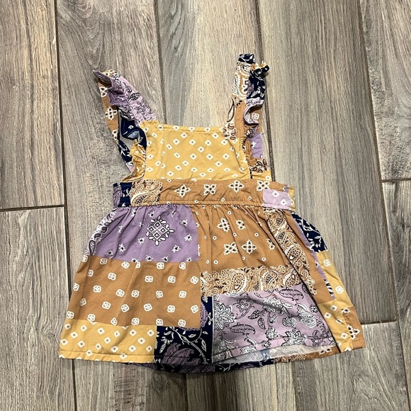 Wrangler Other - Wrangler 3T top EUC Patchwork Girl Top with Ruffle Straps Adjustable Cowgirl